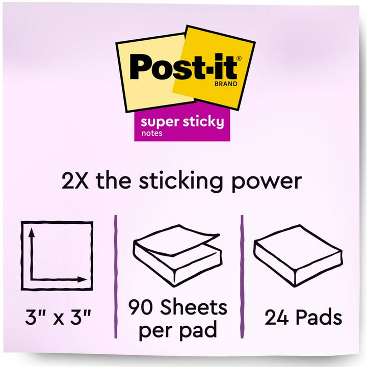 Image of Post-it® Notes Super Sticky Self-Stick Notes Office Pack, 3" x 3", Supernova Neons Collection Colors, 90 Sheets/Pad, 24 Pads/Pack