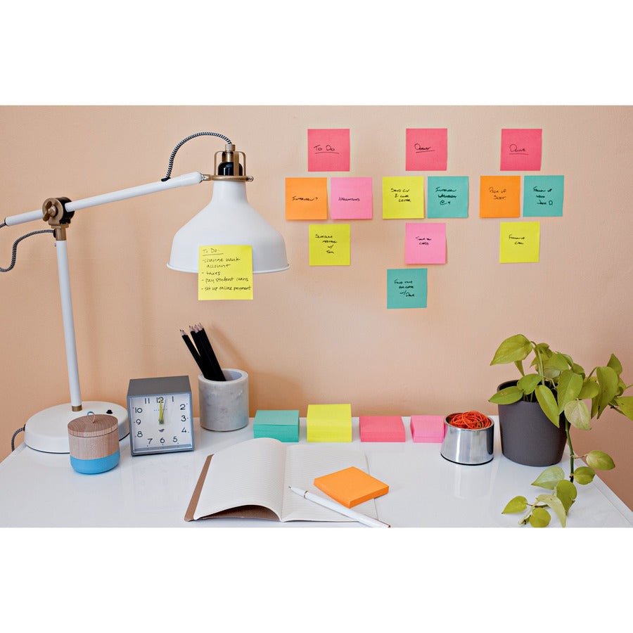 Image of Post-it® Notes Super Sticky Self-Stick Notes Office Pack, 3" x 3", Supernova Neons Collection Colors, 90 Sheets/Pad, 24 Pads/Pack
