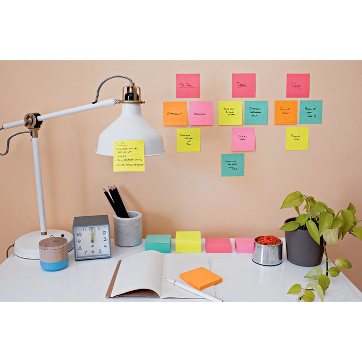 Image of Post-it® Notes Super Sticky Self-Stick Notes Office Pack, 3" x 3", Supernova Neons Collection Colors, 90 Sheets/Pad, 24 Pads/Pack