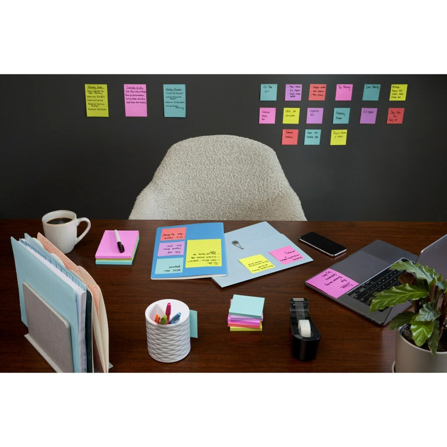 Image of Post-it® Notes Super Sticky Self-Stick Notes Office Pack, 3" x 3", Supernova Neons Collection Colors, 90 Sheets/Pad, 24 Pads/Pack