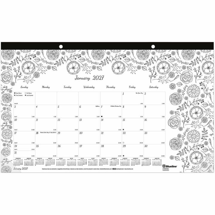 Image of Blueline C2917001 DoodlePlan Compact Desk Pad, Botanica