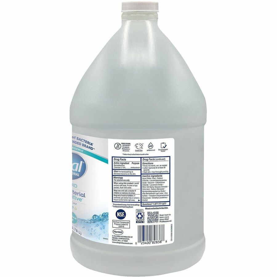 Image of Dial Professional 82838 Sensitive Skin Antibacterial Liquid Hand Soap Refill, 1 gal, Kill Germs, Skin, Hand, Clear, 1 Each