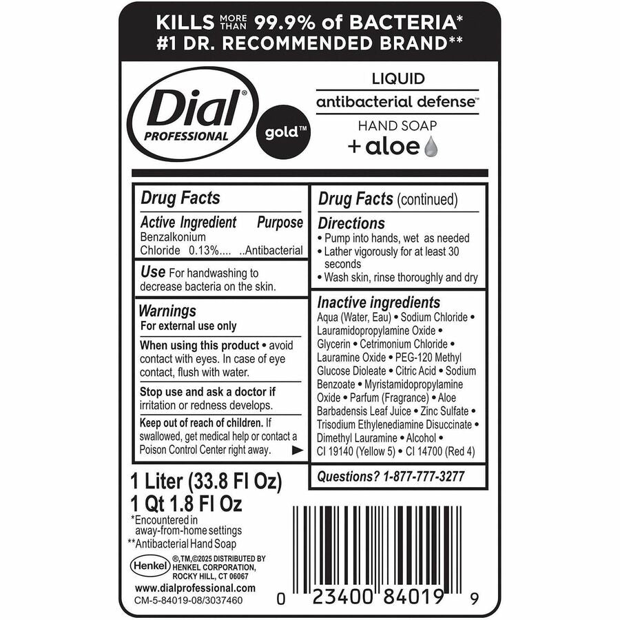 Image of Dial Professional 84019 Gold Antibacterial Liquid Hand Soap Refill, 1.06 quart, Kill Germs, Skin, Hand, Orange, 1 Each