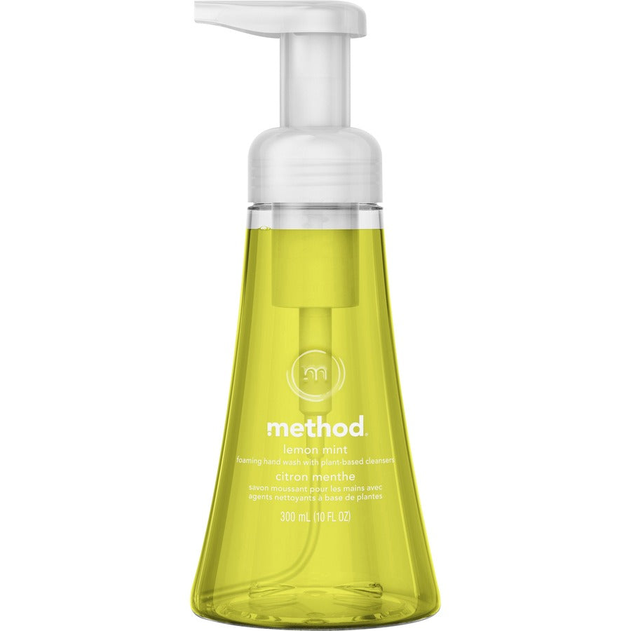 Image of Method® Handwash, Foaming, Lemon Mint, 10oz Pump, 6/CT, Yellow