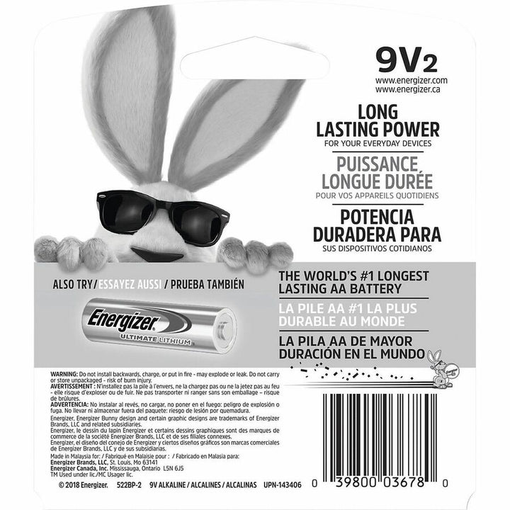 Image of Eveready® Energizer Alkaline Battery, 9 Volt, 96/CT, Silver