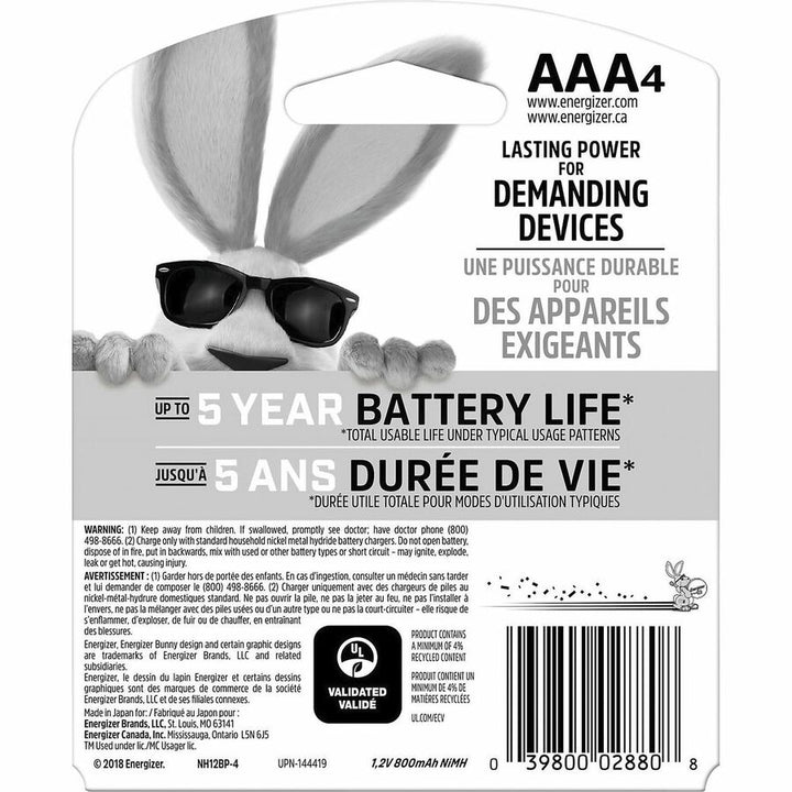 Image of Eveready® Rechargeable NiMH Batteries, AAA Size, 96/CT