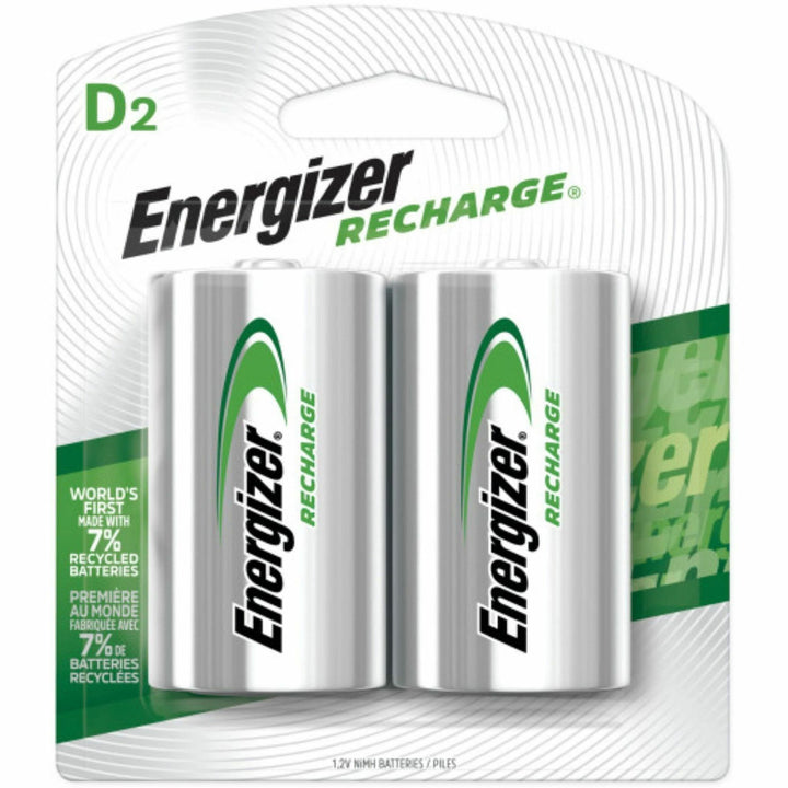 Image of Energizer NH50BP2CT Recharge Universal Rechargeable D Battery 2-Packs, For Multipurpose, Battery Rechargeable, D, 2500 mAh, 2/Pack, 24 / Carton