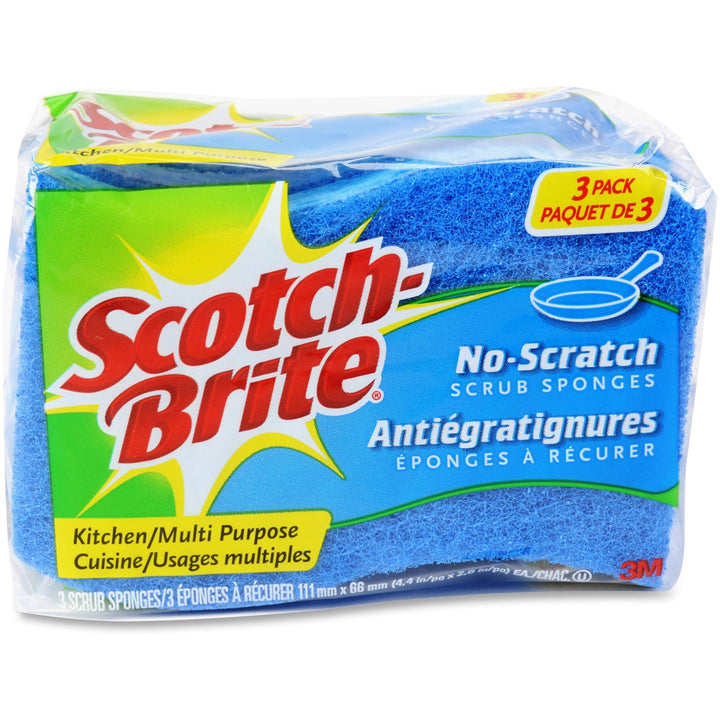 Image of 3M Scrub Sponge,Multipurpose,4-1/2"x2-3/4",3/PK,8PK/CT,Blue