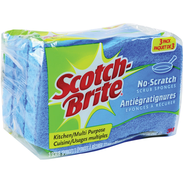 Image of 3M Scrub Sponge,Multipurpose,4-1/2"x2-3/4",3/PK,8PK/CT,Blue