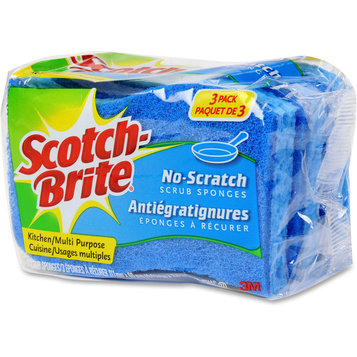 Image of 3M Scrub Sponge,Multipurpose,4-1/2"x2-3/4",3/PK,8PK/CT,Blue