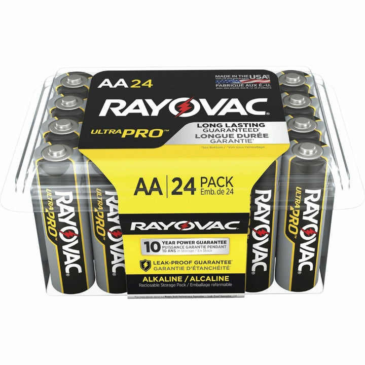Image of Rayovac® Alkaline Batteries, AA Ultra Pro, 24/PK, 12PK/CT,Black/Red