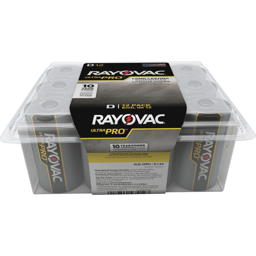 Image of Rayovac® Alkaline Batteries, D Ultra Pro, 12/PK, 8PK/CT, BK/SR