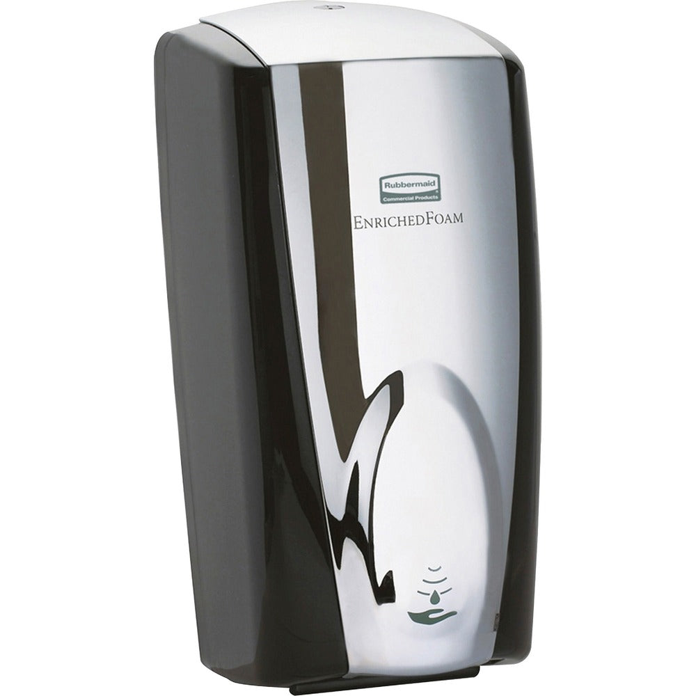 Image of Rubbermaid Commercial Products Touchless Foam Soap Dispenser, 10/CT, Black/Chrome