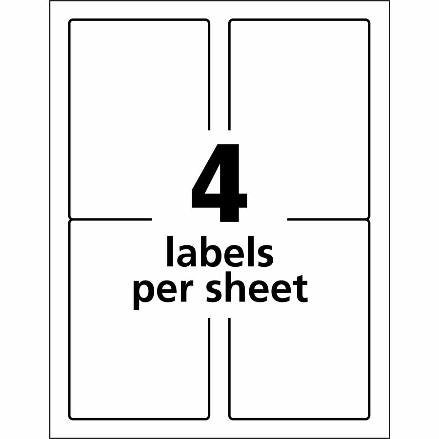 Image of Avery® Durable Permanent Id Labels With Trueblock Technology, Laser Printers, 3.5 X 5, White, 4/sheet, 50 Sheets/pack