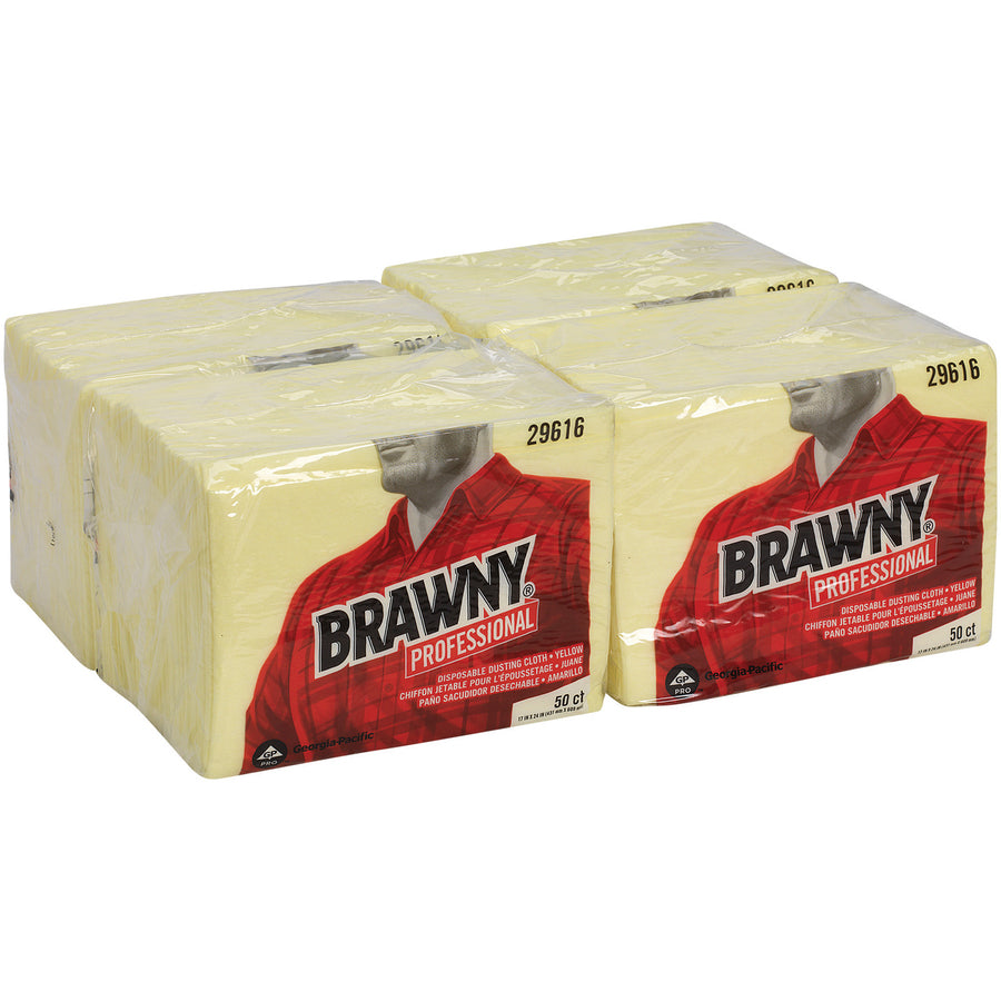 Image of Georgia-Pacific® Dusting Cloths,Rayon Material,17"x24",50/PK,4PK/CT,Yellow