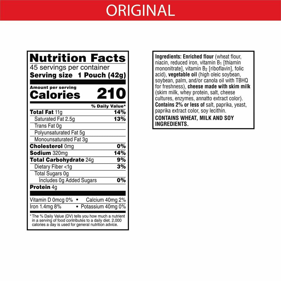 Image of Keebler® Crackers, Cheez-It. Original, 1.5oz. Bags, 45/CT, Orange