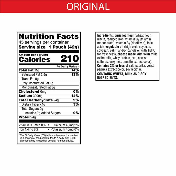 Image of Keebler® Crackers, Cheez-It. Original, 1.5oz. Bags, 45/CT, Orange