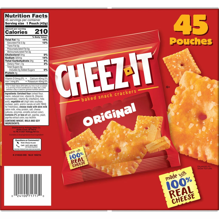 Image of Keebler® Crackers, Cheez-It. Original, 1.5oz. Bags, 45/CT, Orange