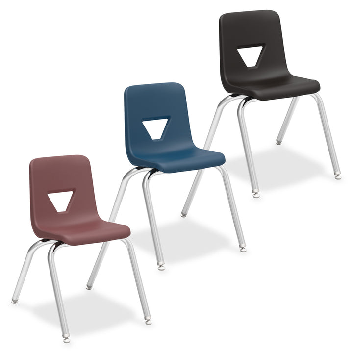 Image of Lorell Student Chairs, Stacking, 15-7/8"x20-1/2"x27", 4/CT, Navy