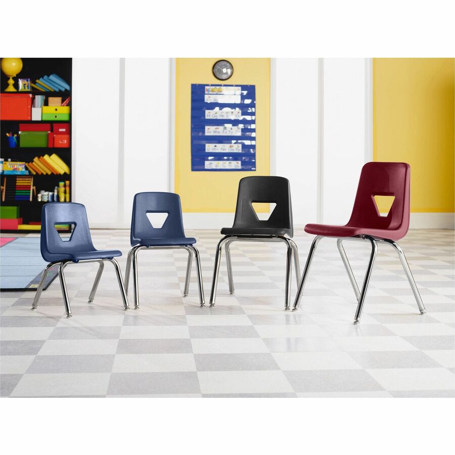Image of Lorell Student Chairs, Stacking, 18-3/4"x20-1/2"x30", 4/CT, Navy