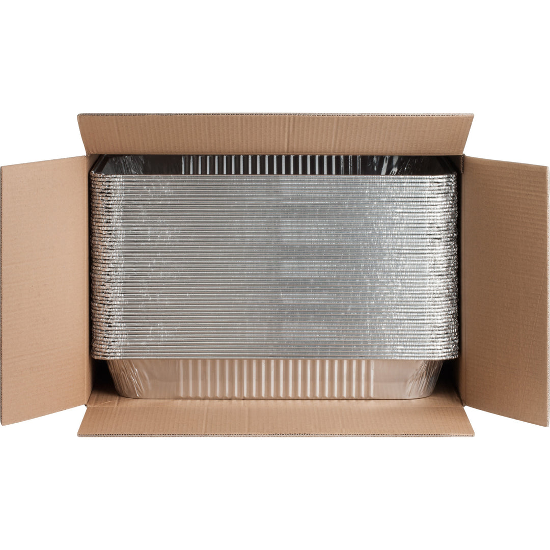 Image of Genuine Joe 10703 Full-size Disposable Aluminum Pan, Cooking, Serving, Disposable, Silver, Aluminum Body, 50 / Carton