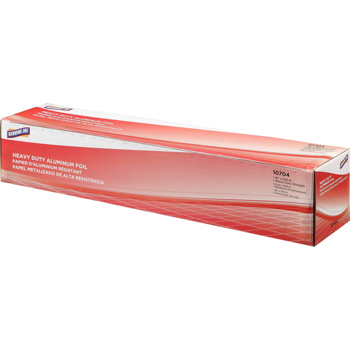 Image of Genuine Joe Aluminum Foil Roll, Heavy-duty, 18"x500', Silver