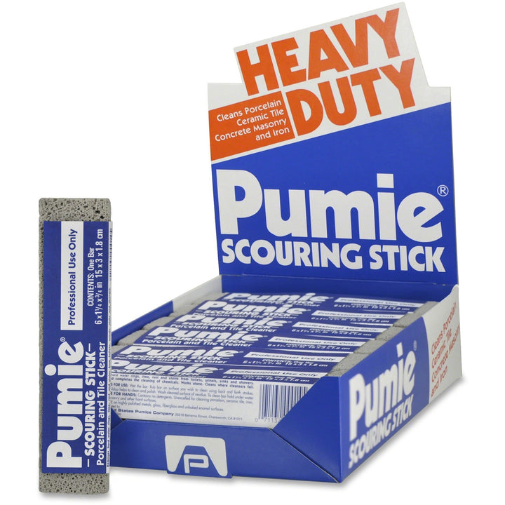 Image of United States Pumice Company Scouring Pumice Stick, 6"x3/4"x1-1/4", 72/CT, Gray