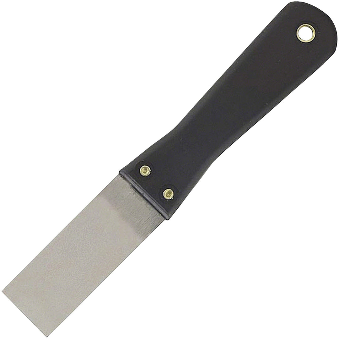 Image of Great Neck 15PKSCT Stiff Blade Putty Knife, 1.25" Carbon Steel Blade, Plastic Handle, Durable, Hanging Hole, Black, 24 / Carton