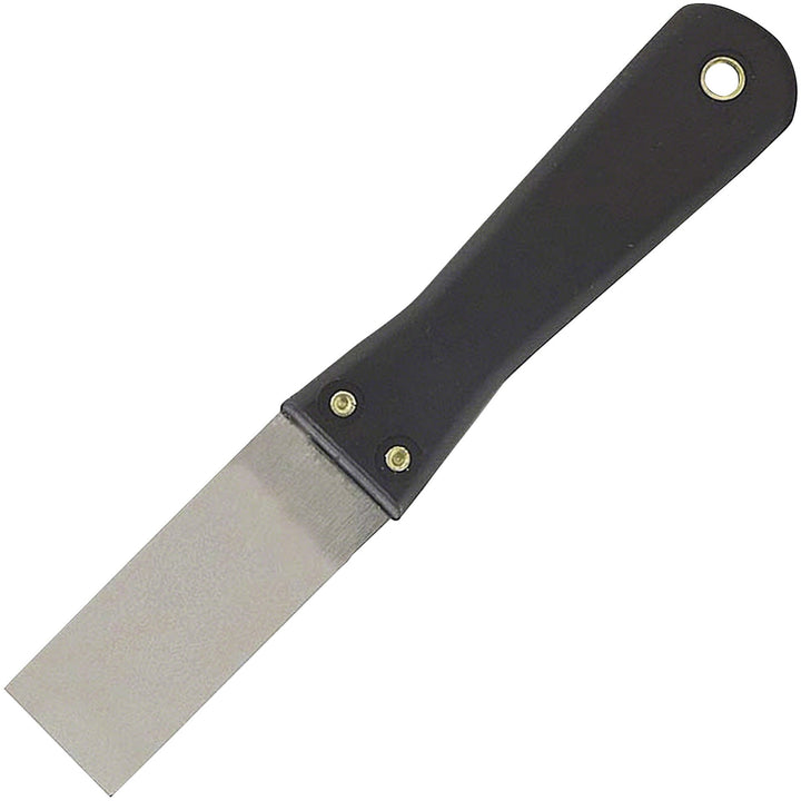 Image of Great Neck 15PKSCT Stiff Blade Putty Knife, 1.25" Carbon Steel Blade, Plastic Handle, Durable, Hanging Hole, Black, 24 / Carton
