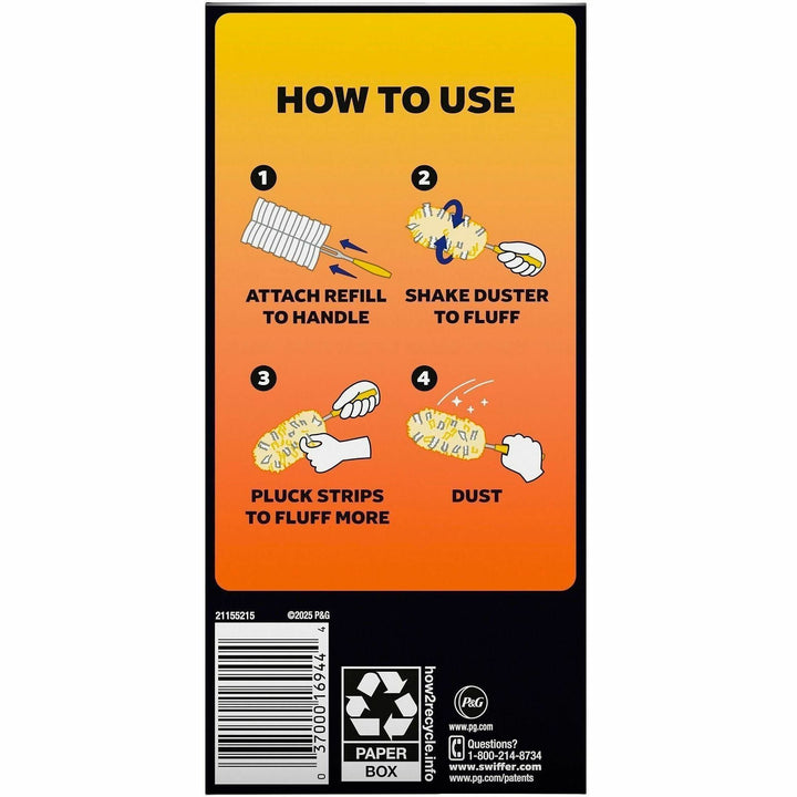 Image of Swiffer 21620 360-degree Dusters Refill, Disposable, Unscented, Fiber, Yellow, 6 / Box