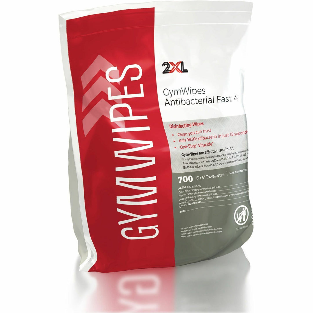 Image of 2XL L101 GymWipes Antibacterial Towelettes Bucket Refill, 6" W x 8" Length, White, 700/Bag, 1 Each