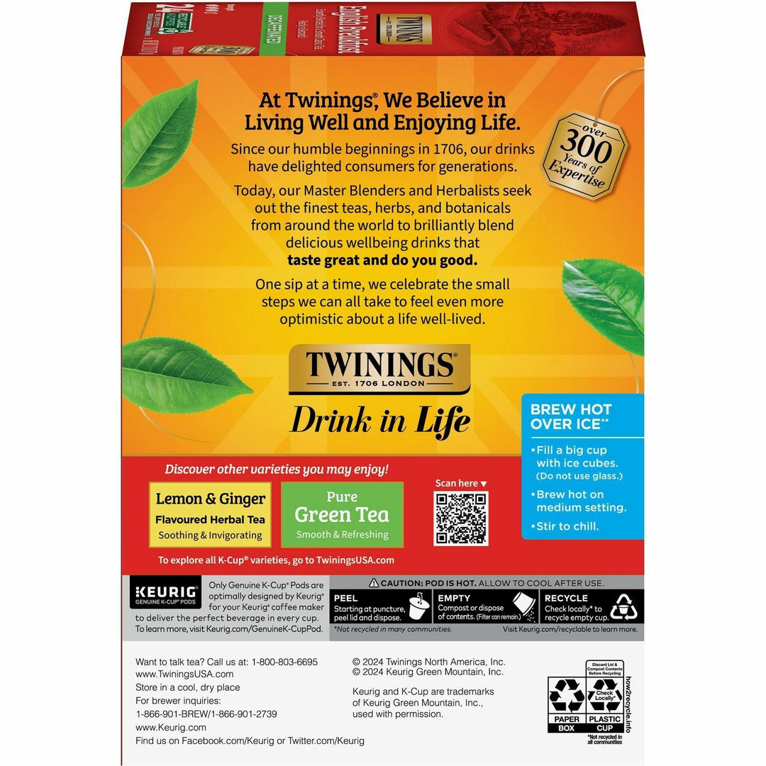 Image of TWININGS® Tea,Decaf,English Breakfast,Black,K-Cup,24/BX