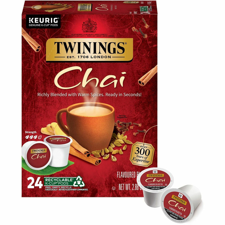 Image of TWININGS® Tea,Chai-Flavored,Black,K-Cup,24/BX