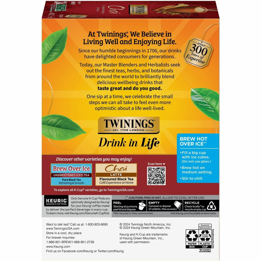 Image of TWININGS® Tea,Chai-Flavored,Black,K-Cup,24/BX