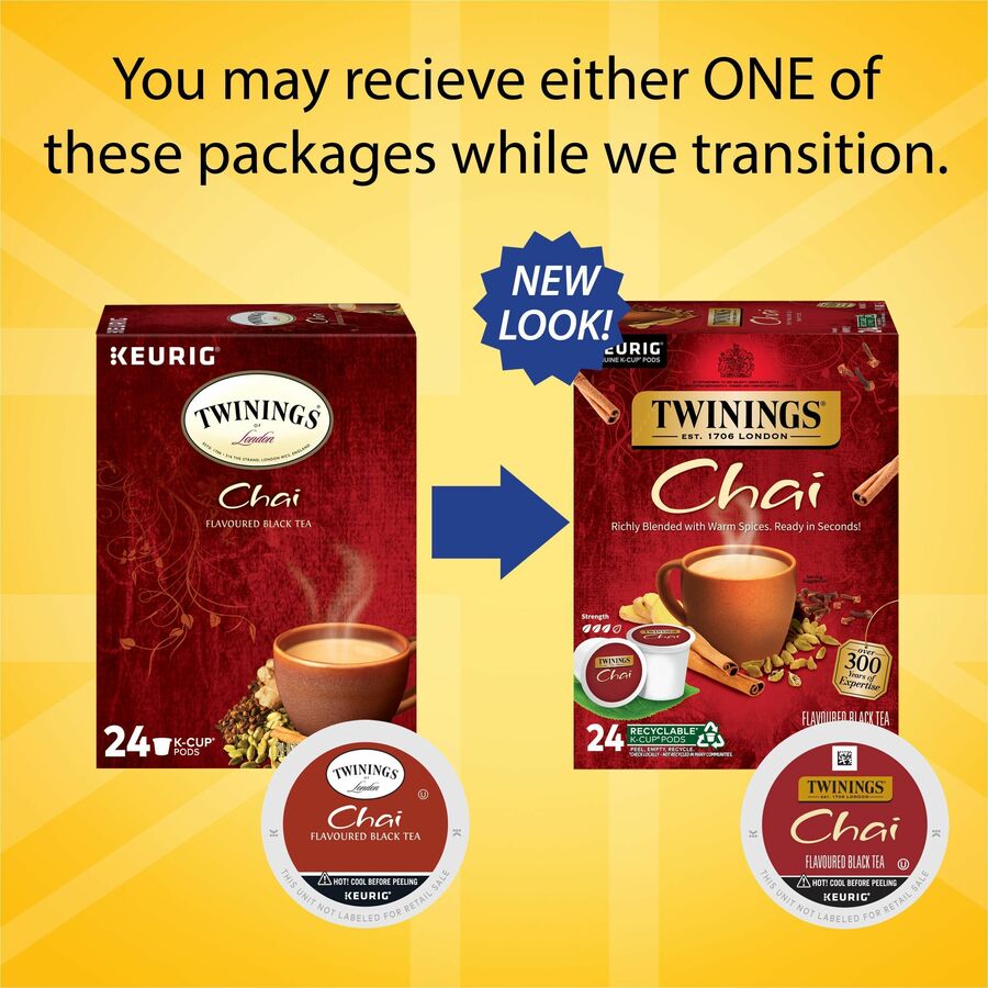 Image of TWININGS® Tea,Chai-Flavored,Black,K-Cup,24/BX