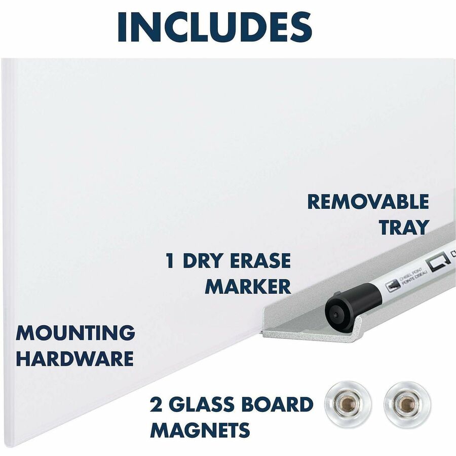 Image of Quartet® InvisaMount Magnetic Glass Marker Board, 39" x 22", White Surface