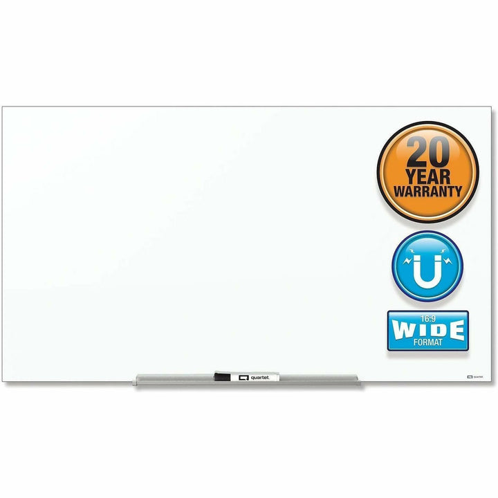 Image of Quartet® InvisaMount Magnetic Glass Marker Board, 50" x 28", White Surface