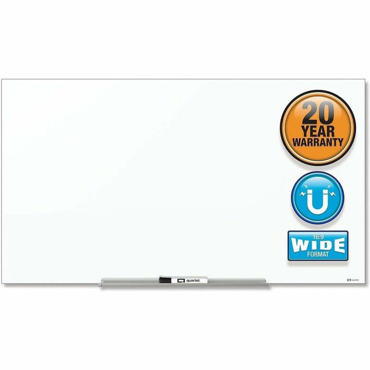 Image of Quartet® InvisaMount Magnetic Glass Marker Board, 74" x 42", White Surface