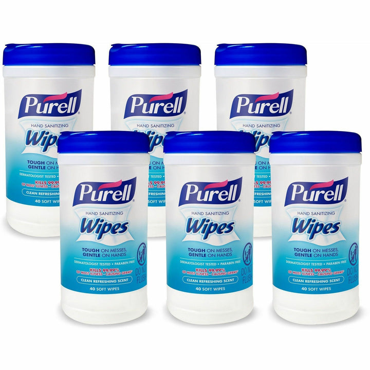 Image of GOJO® Hand Sanitizing Wipes, 40Shts, 6/CT, White