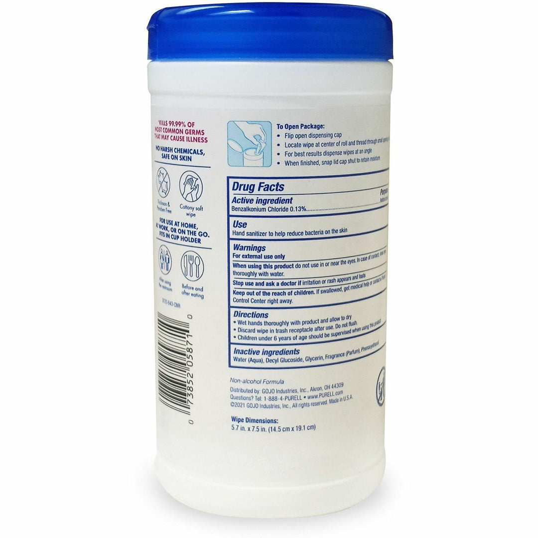 Image of GOJO® Hand Sanitizing Wipes, 40Shts, 6/CT, White