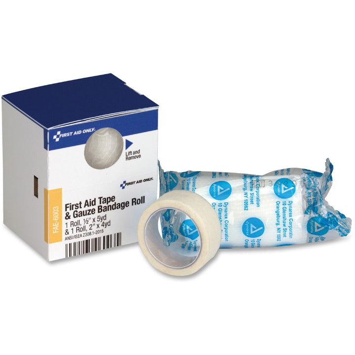 Image of First Aid Only FAE-6003 First Aid Tape/Gauze Bandage Roll,, 2" W x 12 ft Length, Blue, 1 Each