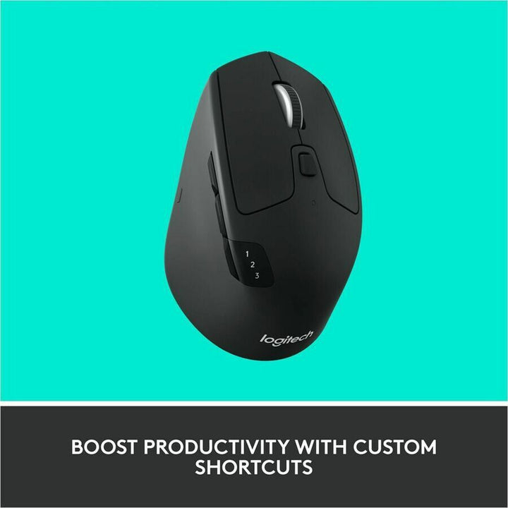 Image of Logitech® M720 Triathlon Wireless Mouse, 2.4 GHz Frequency, 33 ft Wireless Range, Right Hand Use, Black