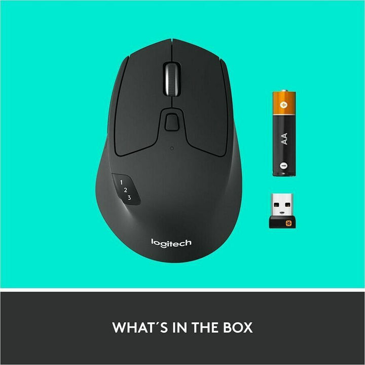 Image of Logitech® M720 Triathlon Wireless Mouse, 2.4 GHz Frequency, 33 ft Wireless Range, Right Hand Use, Black
