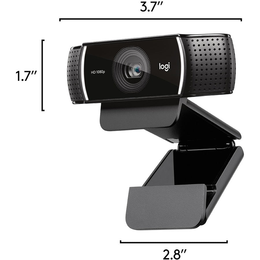 Image of Logitech® C922 Pro Stream Webcam, 1920 pixels x 1080 pixels, 3 Mpixels, Black