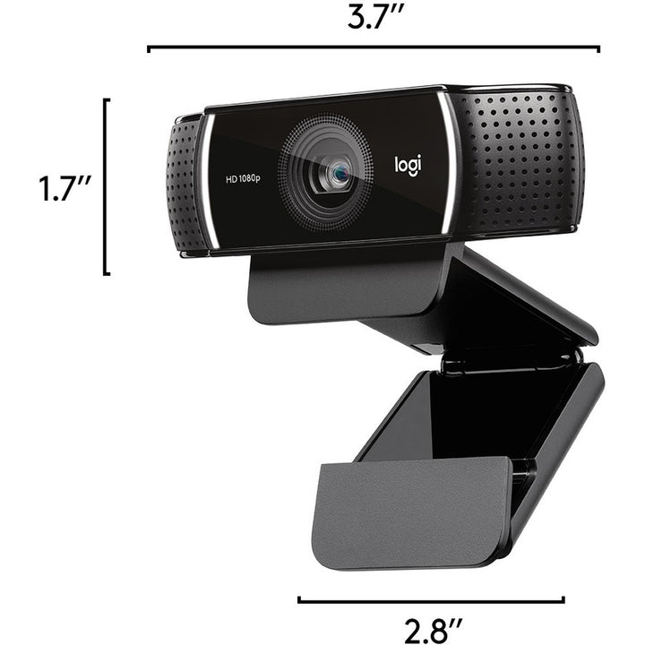 Image of Logitech® C922 Pro Stream Webcam, 1920 pixels x 1080 pixels, 3 Mpixels, Black