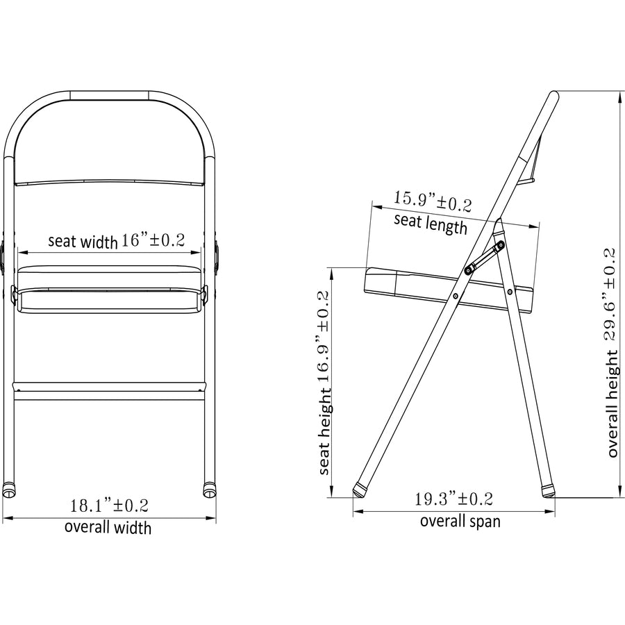 Image of Lorell 62527 Folding Chairs, Powder Coated Frame Color, Steel Frame Material, Black, 4 / Carton
