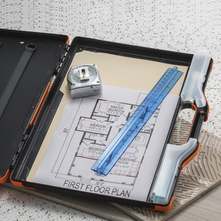 Image of Officemate Carry-All Clipboard Box, 13"Wx 2"Dx15-1/2"H, Black/Orange