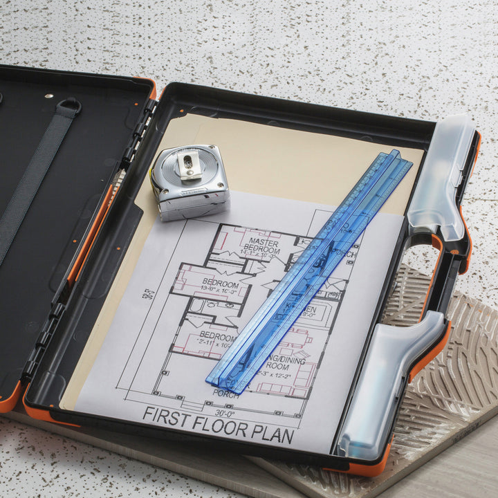 Image of Officemate Carry-All Clipboard Box, 13"Wx 2"Dx15-1/2"H, Black/Orange