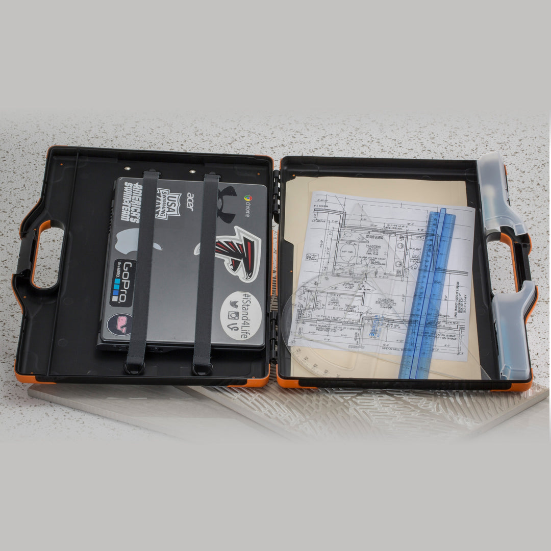 Image of Officemate Carry-All Clipboard Box, 13"Wx 2"Dx15-1/2"H, Black/Orange