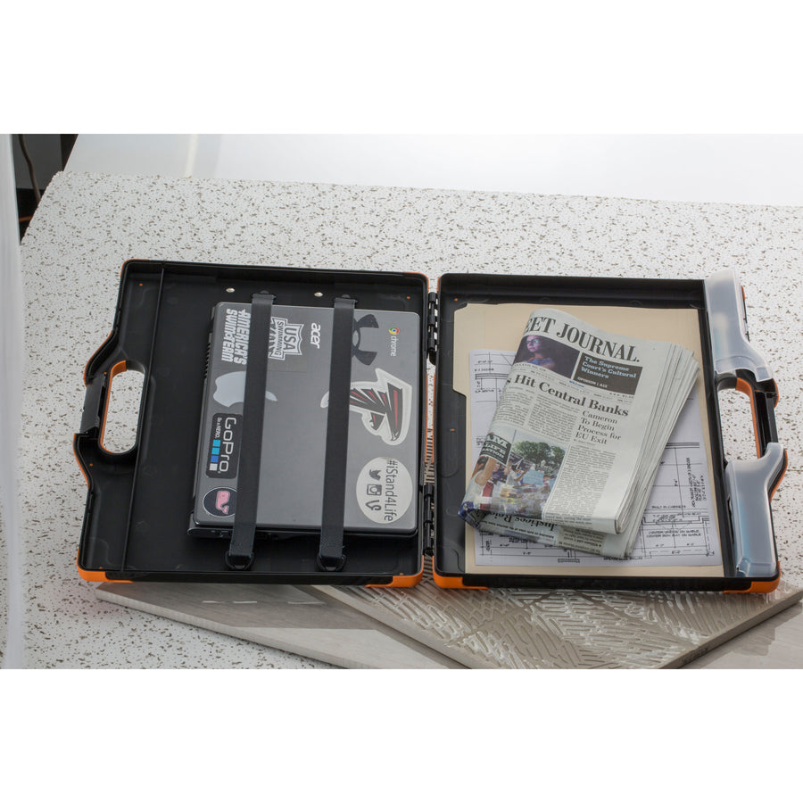 Image of Officemate Carry-All Clipboard Box, 13"Wx 2"Dx15-1/2"H, Black/Orange